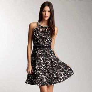 Elie Tahari Monochrome Patterned Midi Dress